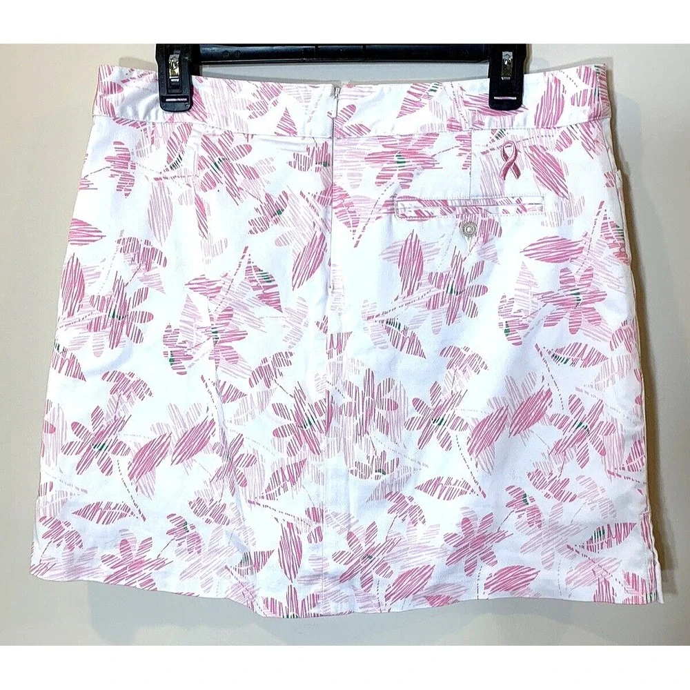 Lady Hagen Golf Skort Womens 10 Cotton Floral Pink Ribbon Breast Cancer Stretch - Picture 2 of 10